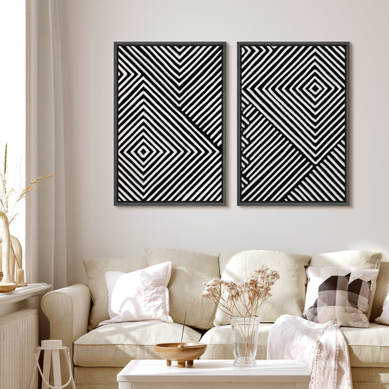 絵画 illusion IDEA4WALL 3D Illusion Effect Black And White Geometric Modern